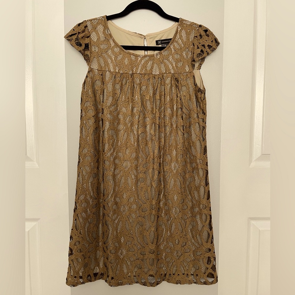 INC International Concepts Gold Lace Mini Dress